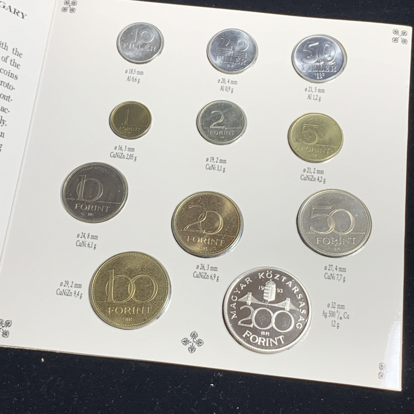 《竞宝斋》钱币微拍-第5场（0佣金包邮） 原装匈牙利 1993年卡装精制PROOF套币11枚 200福林是银币 稀少