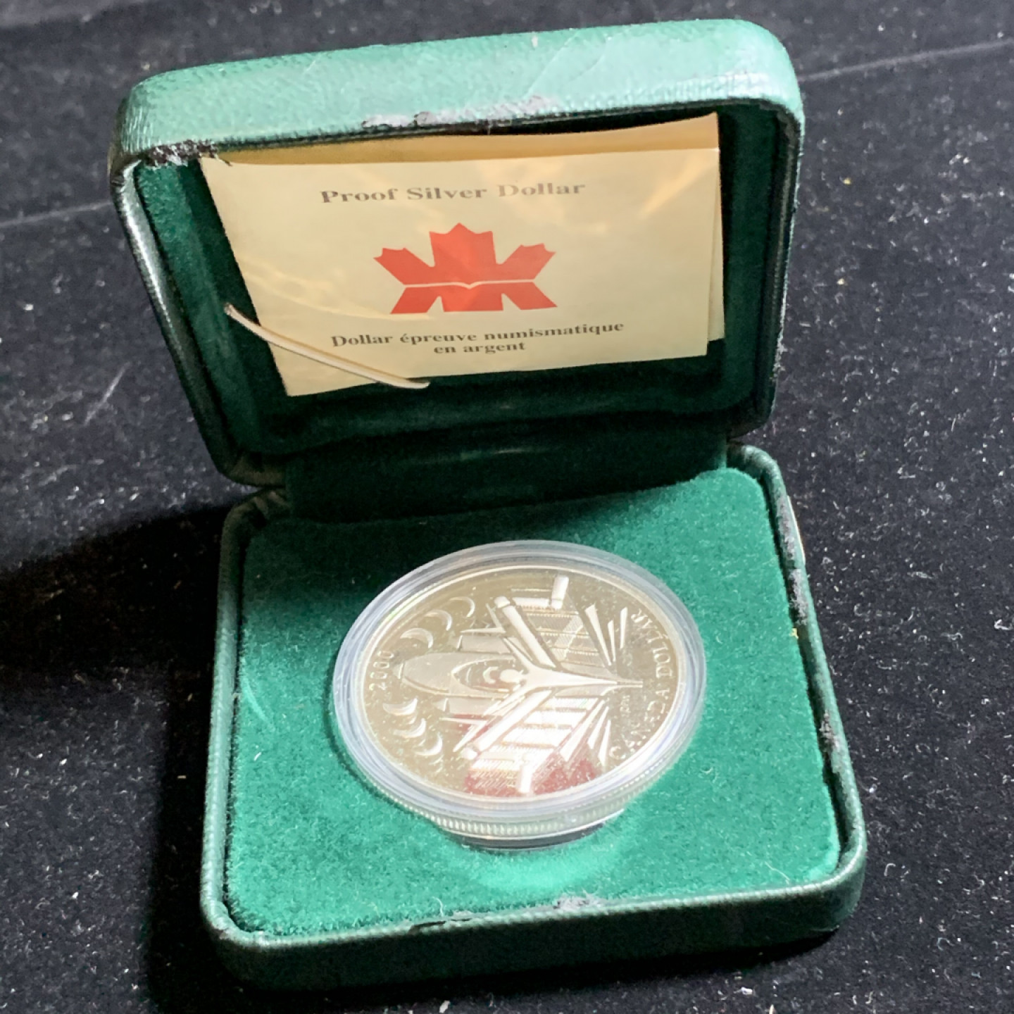 《竞宝斋》钱币微拍-第5场（0佣金包邮） 925银，原盒证书加拿大2000年 发现之旅 1元 银币精铸币PROOF