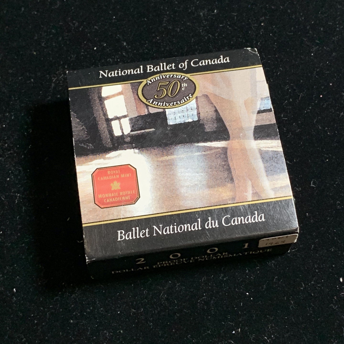 《竞宝斋》钱币微拍-第5场（0佣金包邮） 925银，原盒证书加拿大2001年 国家芭蕾舞50周年 1元 银币精铸币PROOF