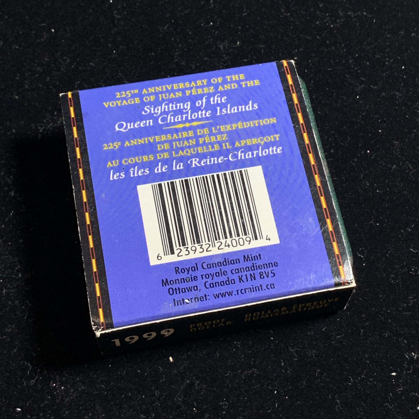 《竞宝斋》钱币微拍-第5场（0佣金包邮） 925银，原盒证书加拿大1999年 夏洛特岛225周年纪念 1元 银币精铸币PROOF