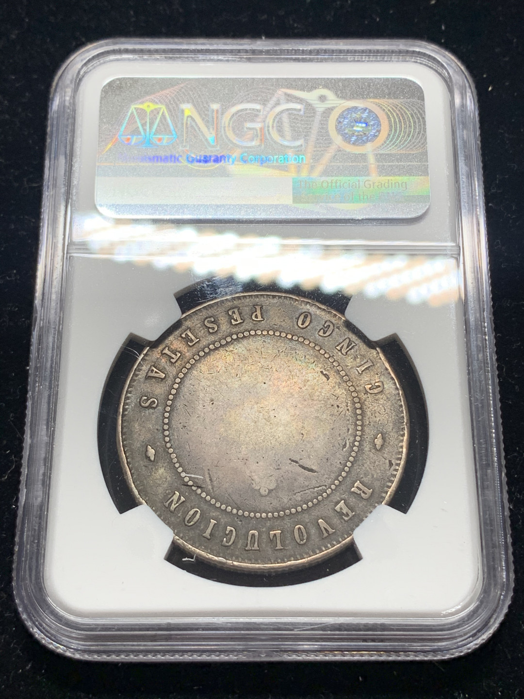 《竞宝斋》钱币微拍-第5场（0佣金包邮） NGC-VF 西班牙 卡塔赫纳 1873年 5比塞塔 银币 比其他版的围城币都少见