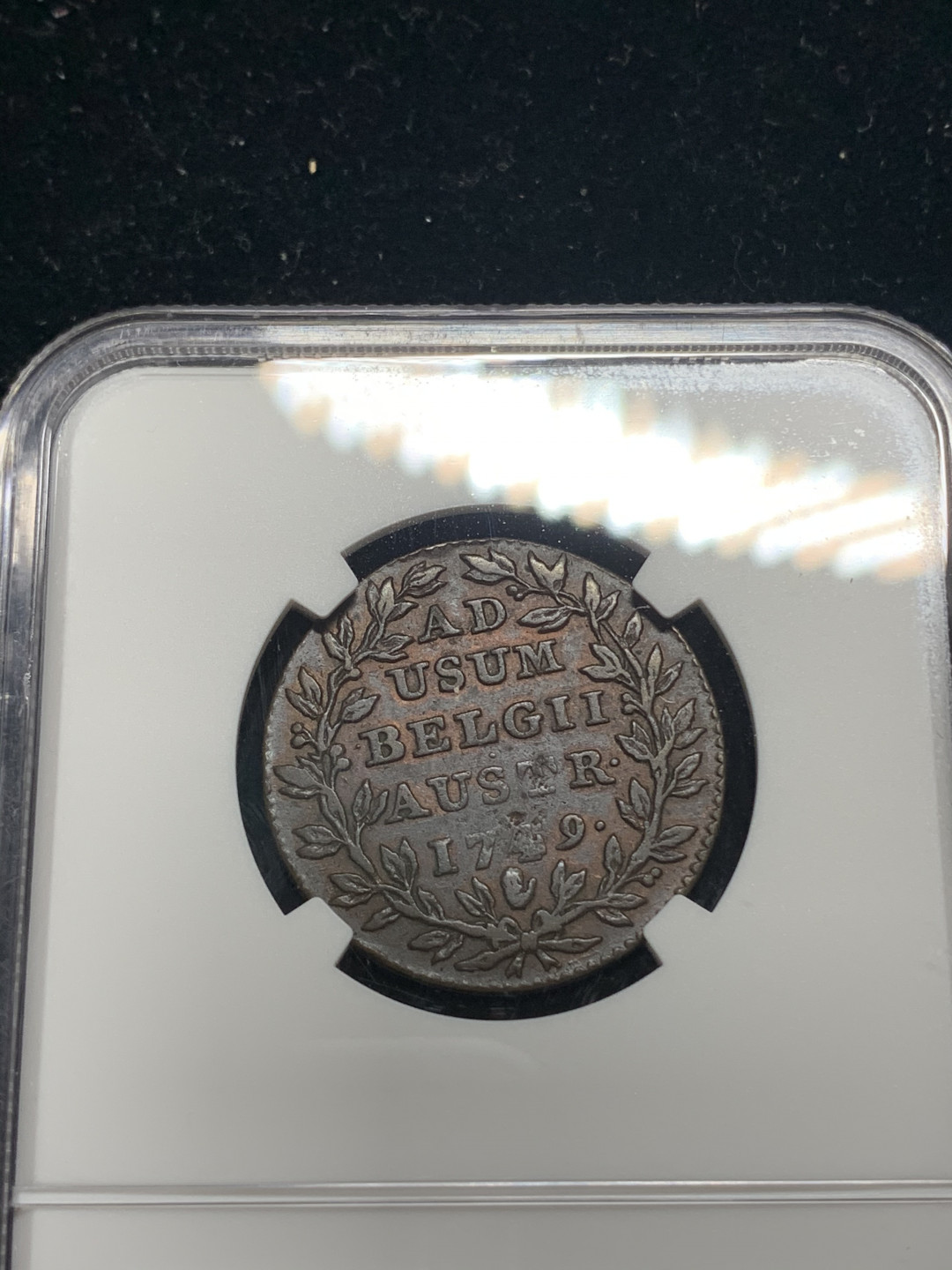 《竞宝斋》钱币微拍-第5场（0佣金包邮） NGC-VF35 奥属尼德兰 1749年 青年大奶妈像 2L 铜币 唯一冠军 严重低评