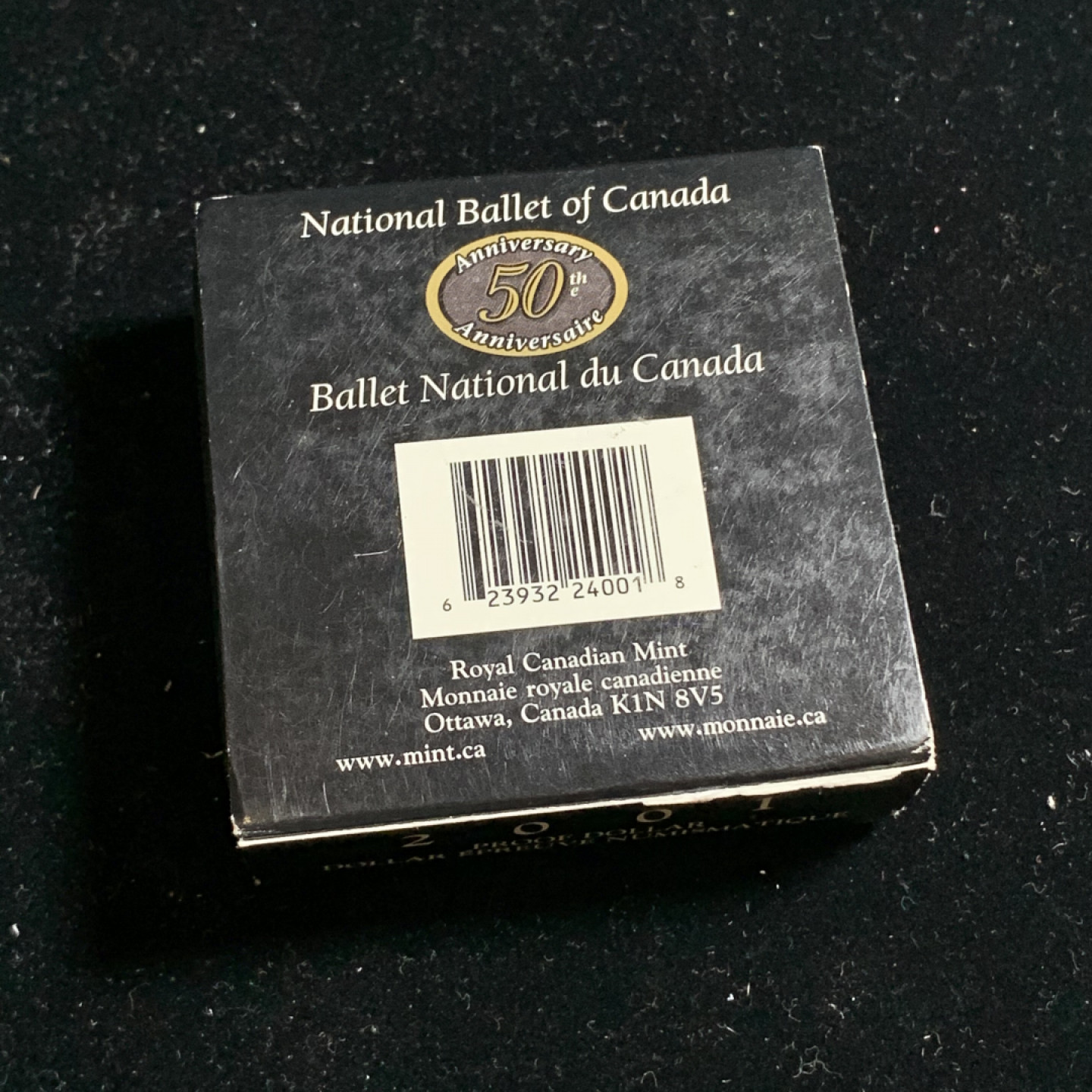 《竞宝斋》钱币微拍-第5场（0佣金包邮） 925银，原盒证书加拿大2001年 国家芭蕾舞50周年 1元 银币精铸币PROOF