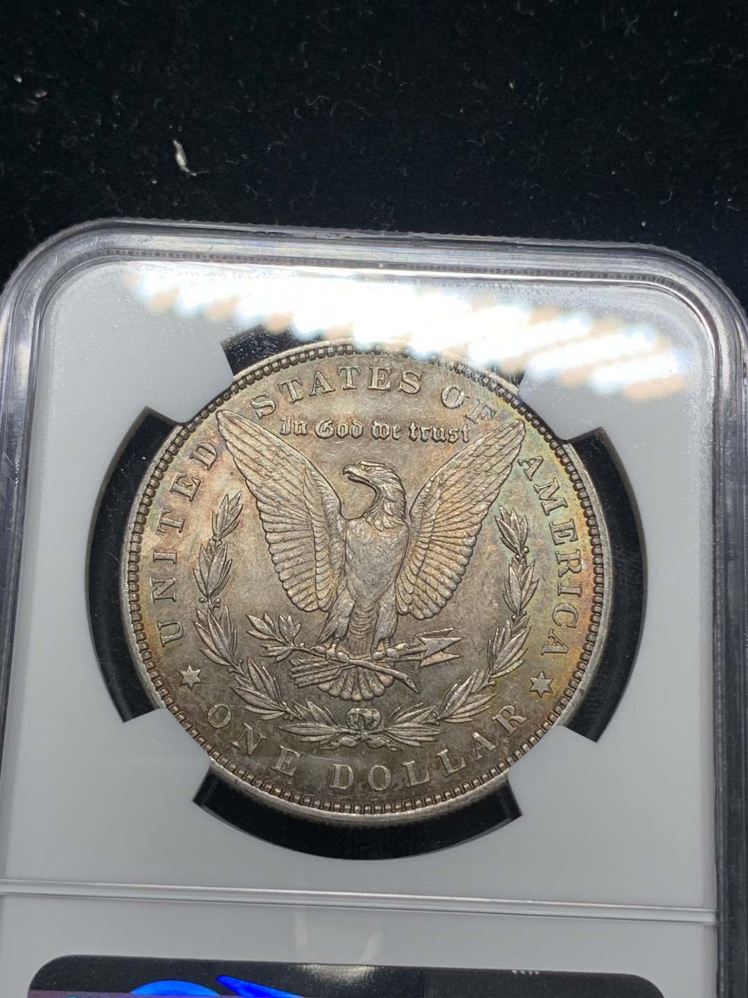 《竞宝斋》钱币微拍-第5场（0佣金包邮） NGC-MS64 美国1885年 摩根1元 五彩 银币