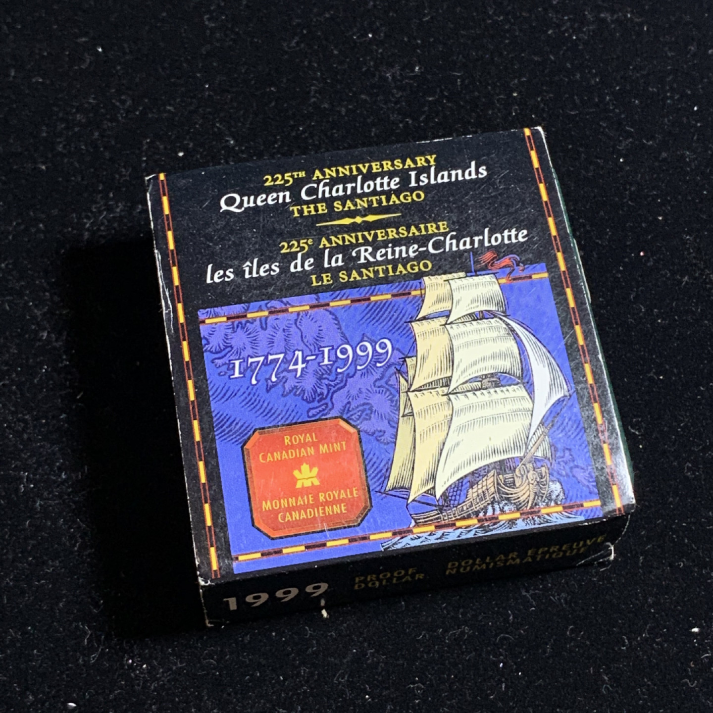 《竞宝斋》钱币微拍-第5场（0佣金包邮） 925银，原盒证书加拿大1999年 夏洛特岛225周年纪念 1元 银币精铸币PROOF
