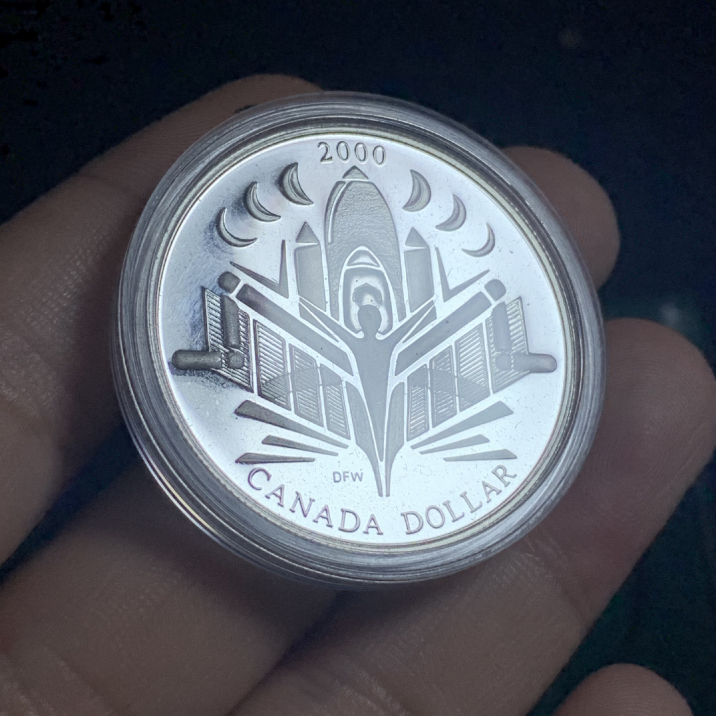 《竞宝斋》钱币微拍-第5场（0佣金包邮） 925银，原盒证书加拿大2000年 发现之旅 1元 银币精铸币PROOF