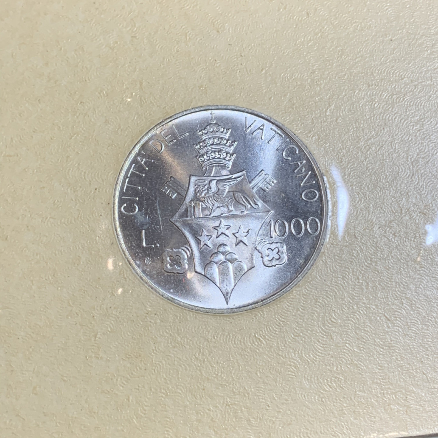 《竞宝斋》钱币微拍-第5场（0佣金包邮） 原装梵蒂冈1978年 教皇约翰保罗一世 1000里拉 银币