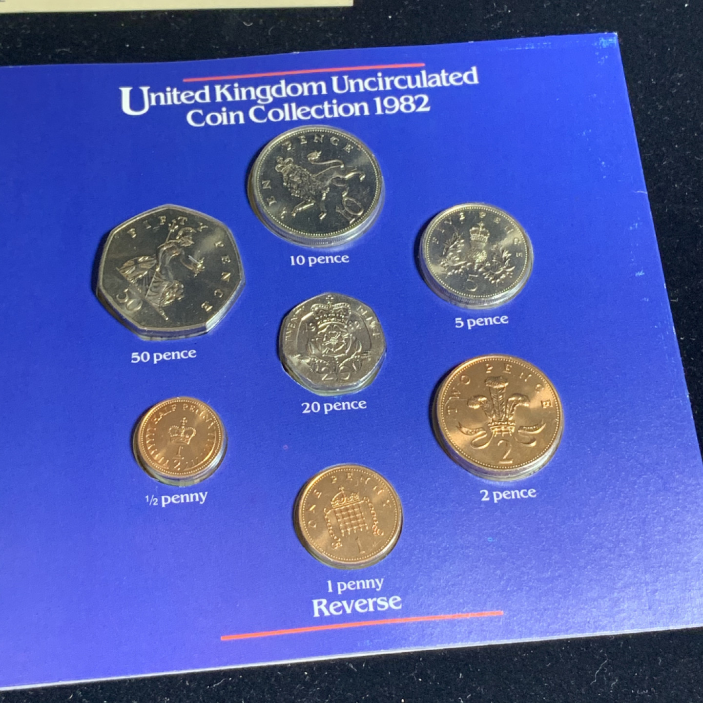 《竞宝斋》钱币微拍-第5场（0佣金包邮） 原装英国 1982年 7枚装卡装精制套币 包装有脱落