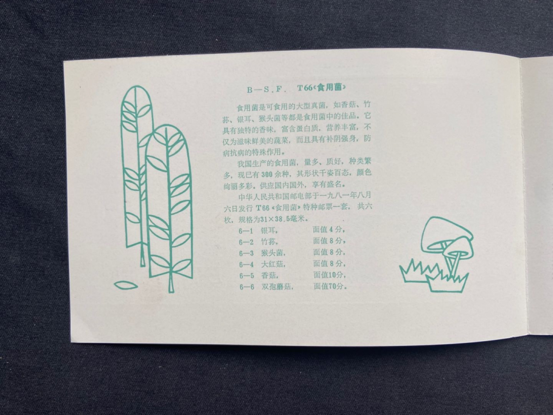 【第1期】莲池国际邮品拍卖 T66食用菌邮票 分公司邮折