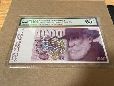 【Blue Auction】世界纸币精拍第125期——曼左尼【精】（共92拍） - 瑞士 1993年1000法郎 PMG65EPQ 经典大蚂蚁 瑞士精神病学家、昆虫学家福雷尔