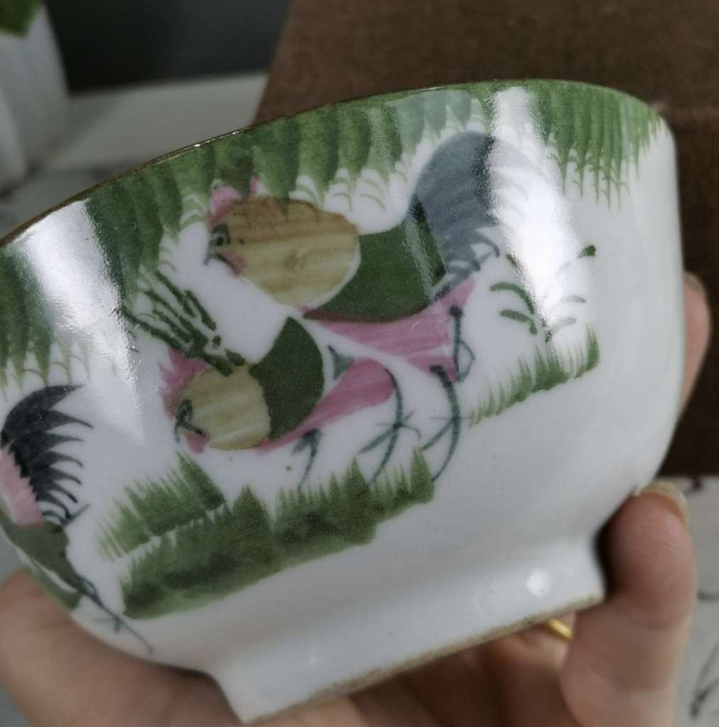 N&C 第十六期: 精品古董文物专场 全品～民国釉下彩鸡公碗 超精，超细，釉下粉彩，非常高级，胎薄玉化度高，寓意好，鸿运当头，收藏佳品！