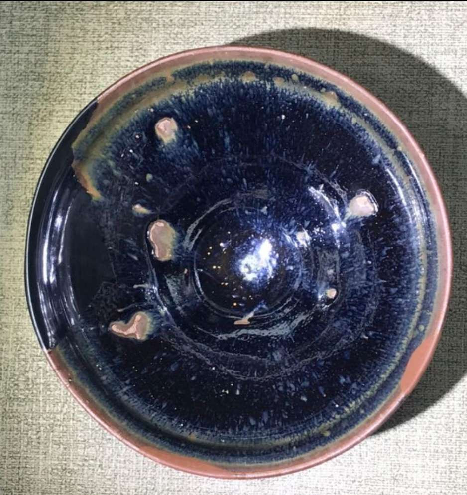 N&C 第十六期: 精品古董文物专场 宋代福清窑蓝毫束口盏，端正，大漆修缮