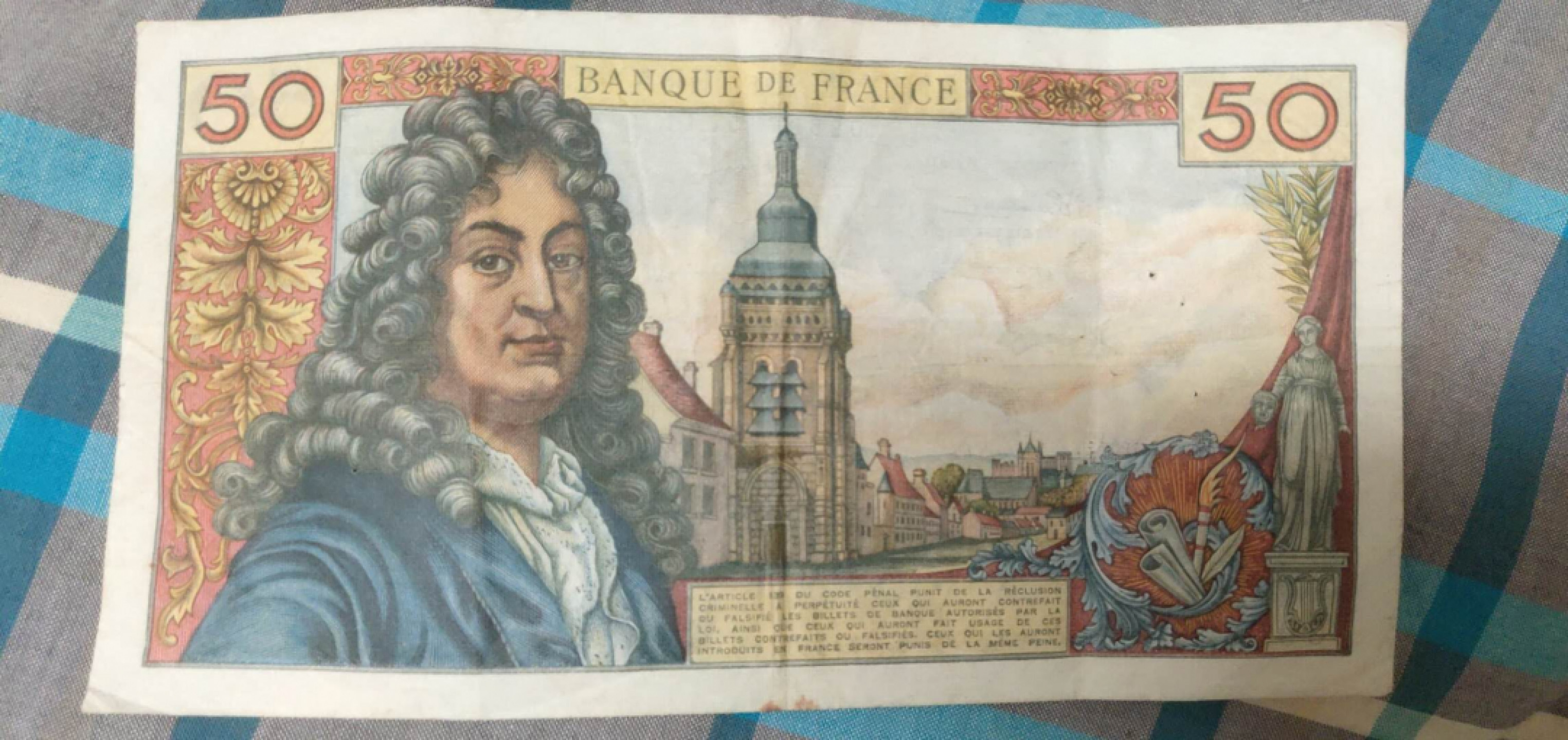 N&C 第十六期: 精品古董文物专场 法国拉辛50法郎 品相如图还不错 有针孔