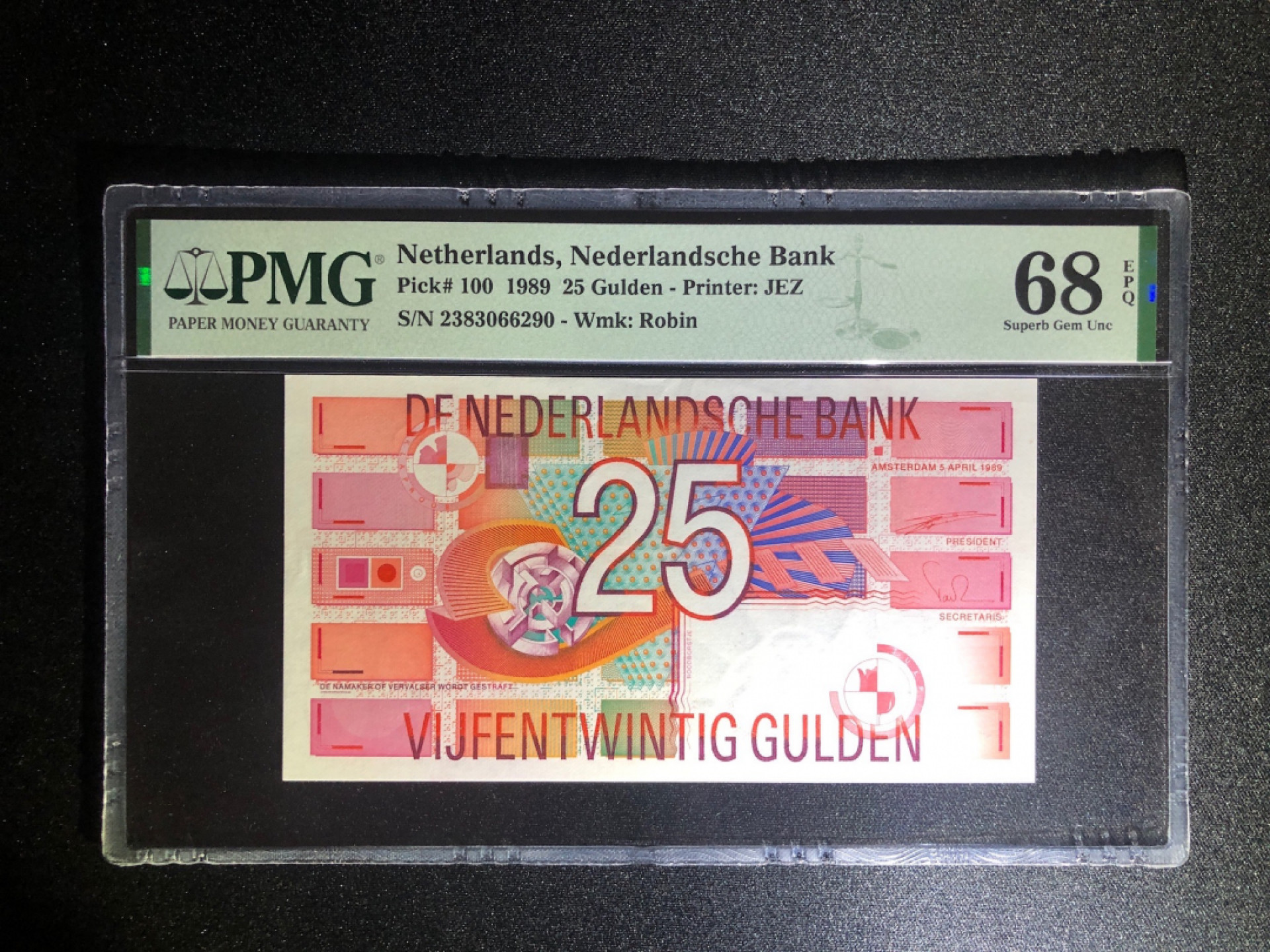《张总收藏》37期—国庆精品 荷兰25盾 PMG68E 齿轮版无47高分 1989年
