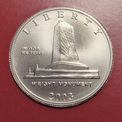 0起1加-纯粹捡漏拍-42场-国庆欢送场 - 美国2003年半元首次飞行百年纪念币-超大介绍卡装