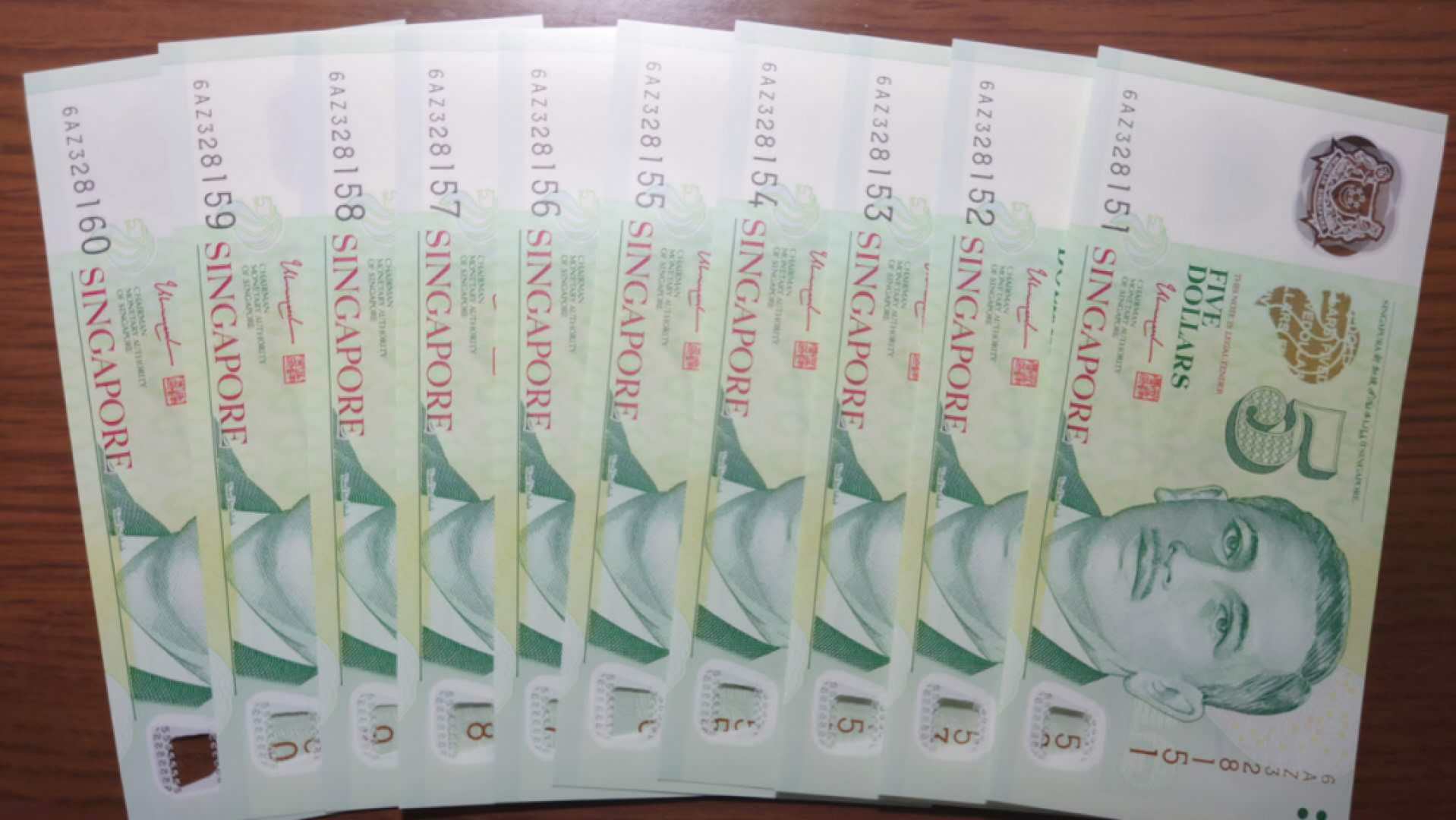 今晚八点半【囧羊收藏】精选微拍第38期暨2021年第二十九期 评级裸钞混合场 新加坡5元塑料钞 尚达曼签名 全新UNC 无47标准十连号尾151-160