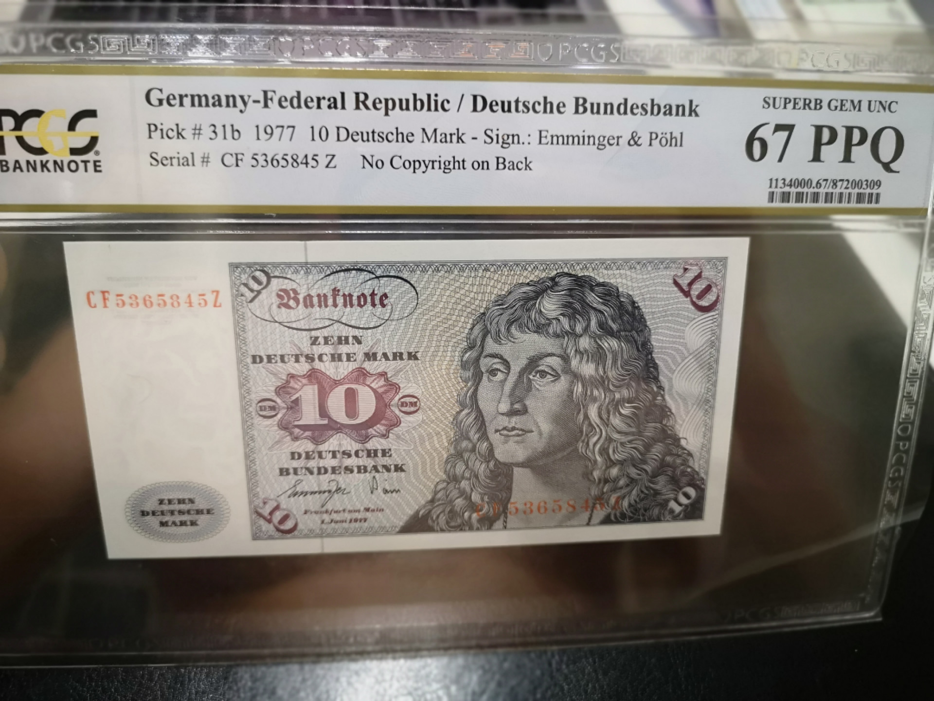 《外钞收藏家》第一百三十期拍卖 1977年联邦德国10马克 PCGS67
