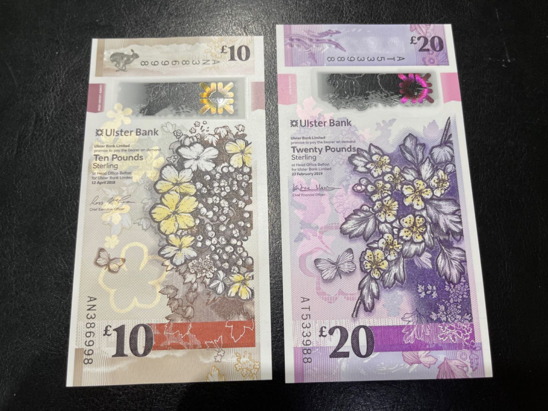 《外钞收藏家》第一百三十期拍卖 北爱尔兰10、20镑 两张一起 全新UNC 无47尾8 20镑尾88 号码都非常好