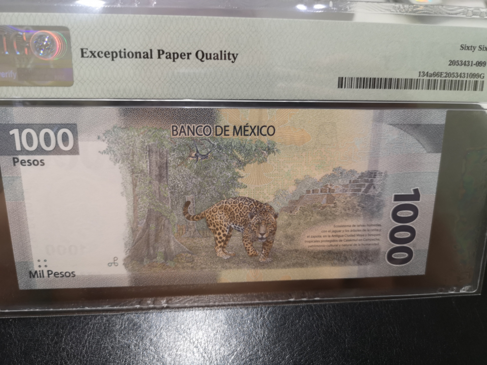 《外钞收藏家》第一百三十期拍卖 2019年墨西哥 1000比索 AA冠 PMG66