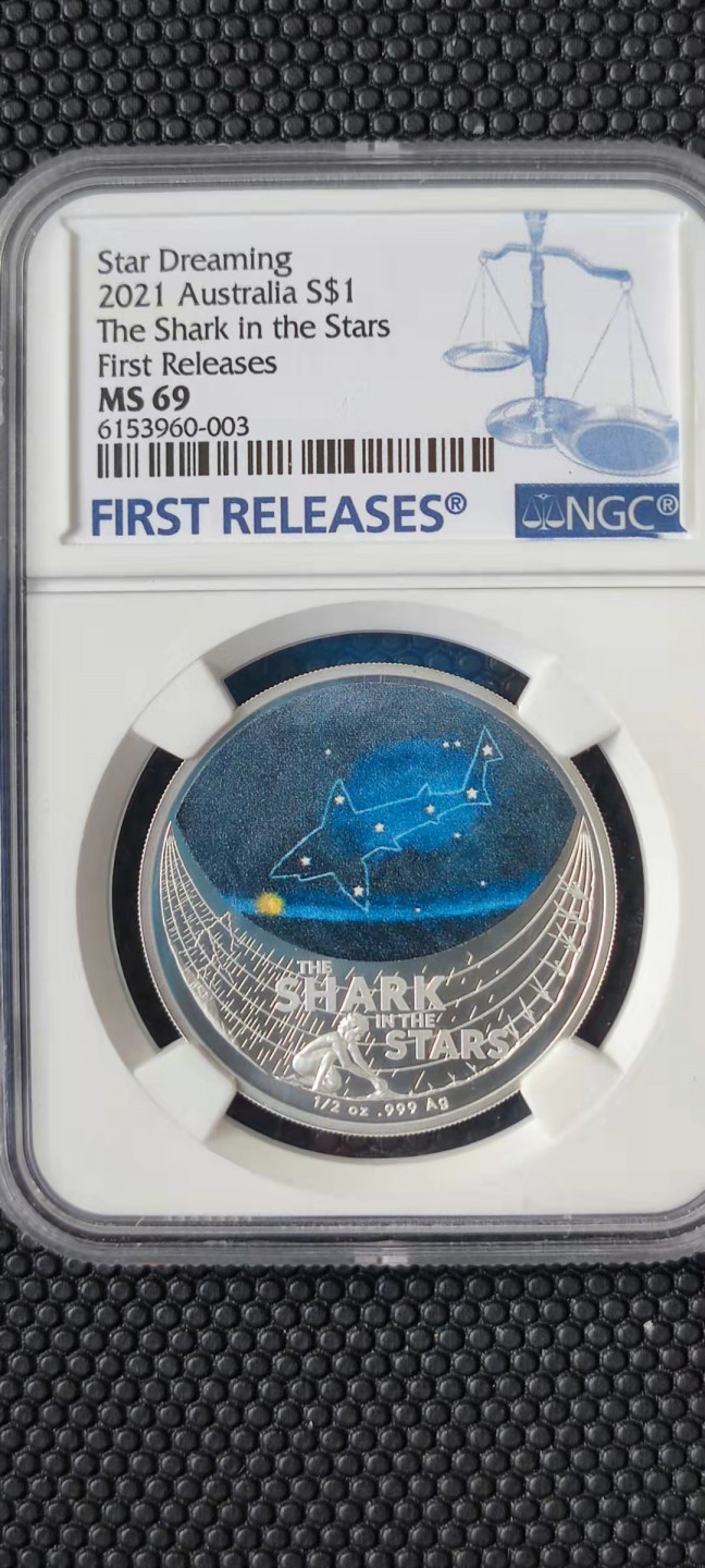 【随心拍&Getcoins】钱币拍卖第102期 澳大利亚2021年梦幻星空系列鲨鱼座彩色银币