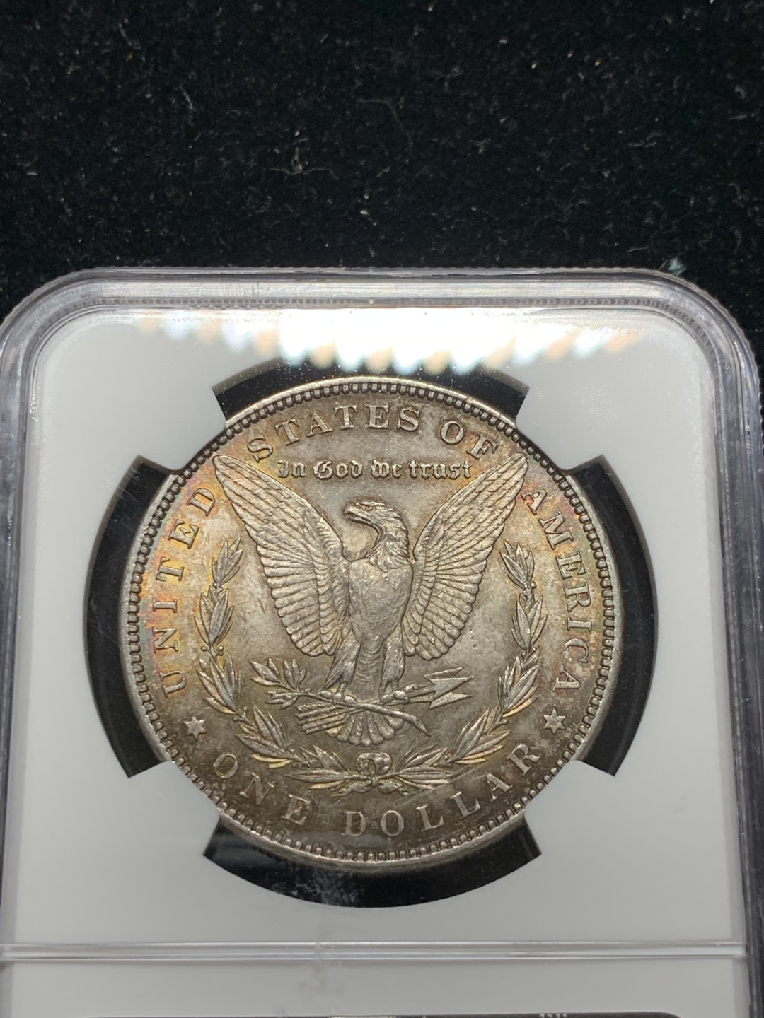 《竞宝斋》钱币微拍-第7场（不限金额顺丰包邮） NGC MS64 美国 1885年 摩根一元 经典的五彩包浆