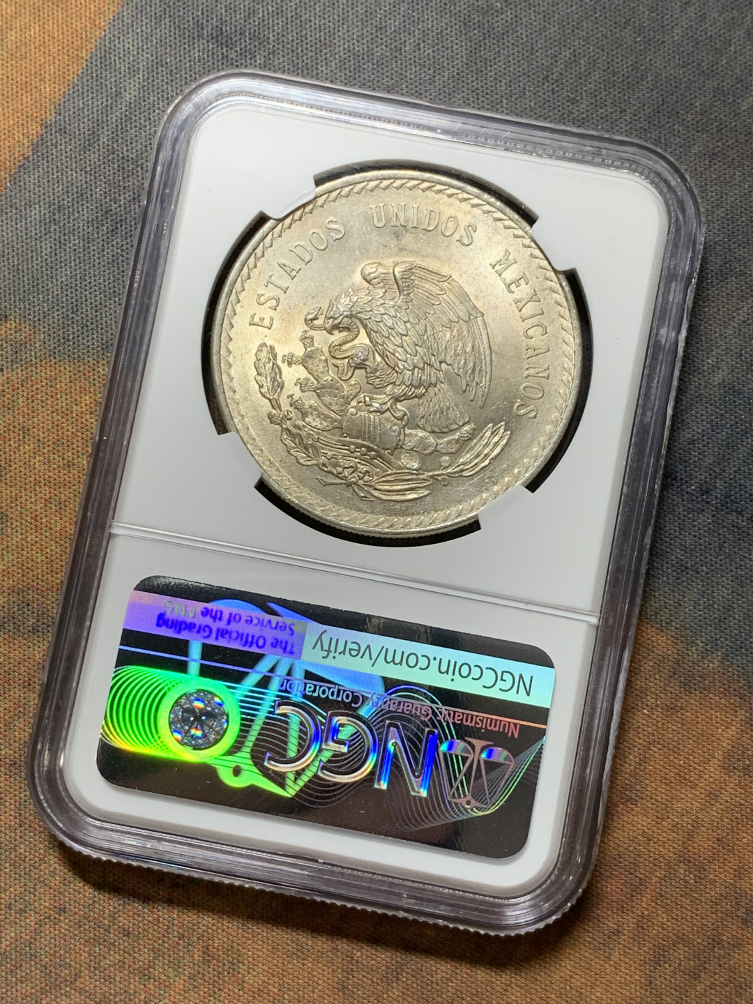 《竞宝斋》钱币微拍-第7场（不限金额顺丰包邮） NGC MS63 墨西哥 1948年 玛雅人 5比索大银币 900高银