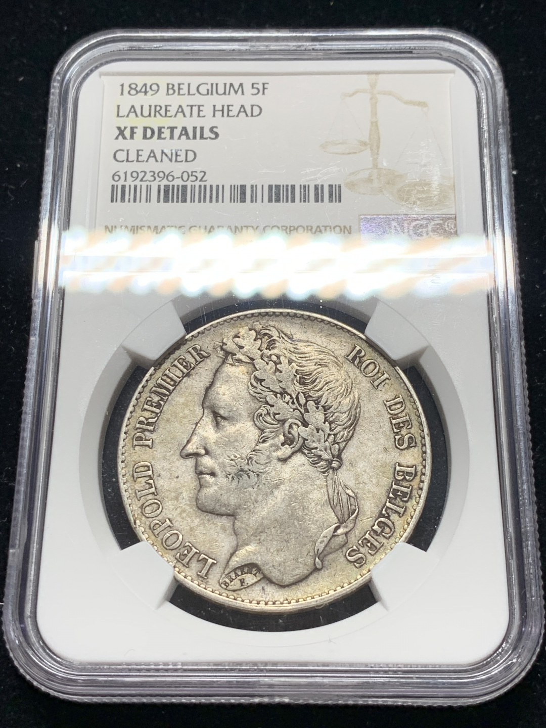 《竞宝斋》钱币微拍-第7场（不限金额顺丰包邮） NGC XF 比利时 1849年 5法郎 银币 早期辫子头 这样的品相已经很好了