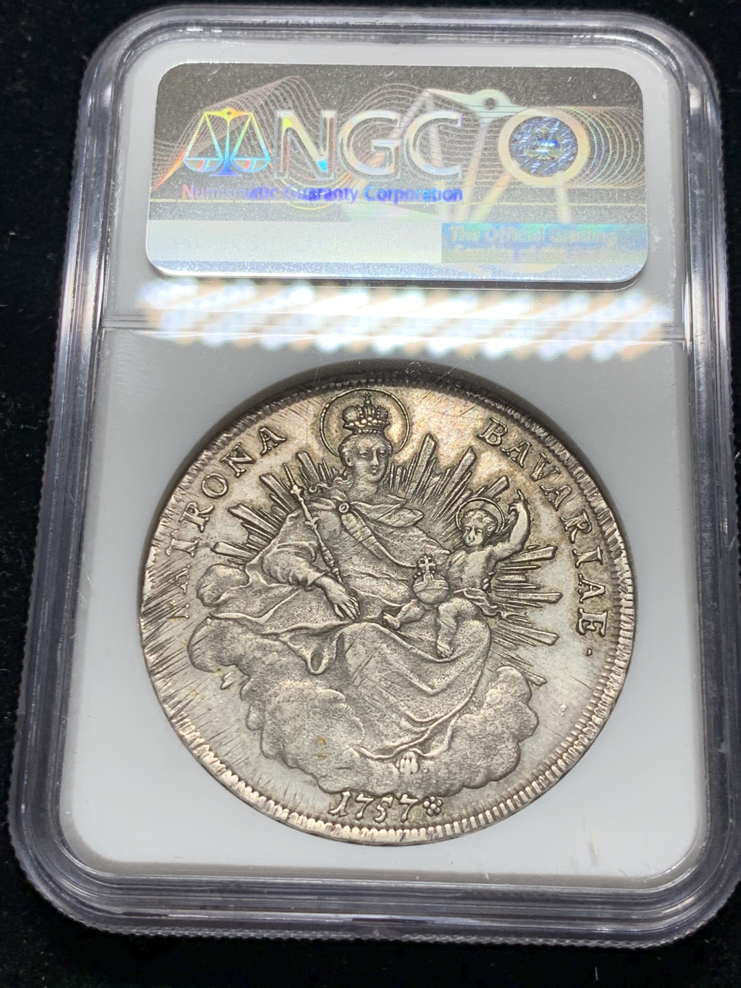 《竞宝斋》钱币微拍-第7场（不限金额顺丰包邮） NGC AU55 德国巴伐利亚 1757年 圣母抱婴 泰勒 银币 原味品 收藏级别