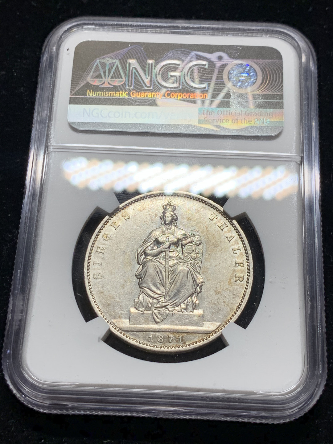 《竞宝斋》钱币微拍-第7场（不限金额顺丰包邮） NGC AU评级 德国1871 年 普鲁士 胜利泰勒 银币