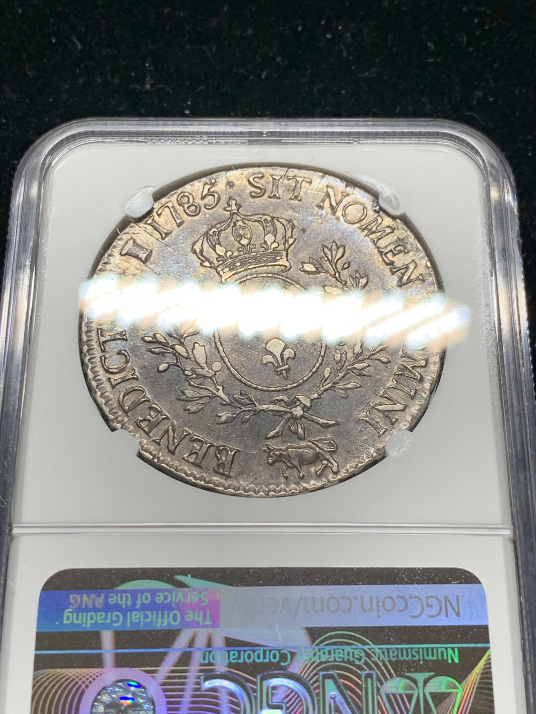 《竞宝斋》钱币微拍-第7场（不限金额顺丰包邮） NGC XF 法国 1785年 路易十六 1埃居 大银币 黑包浆味道一流