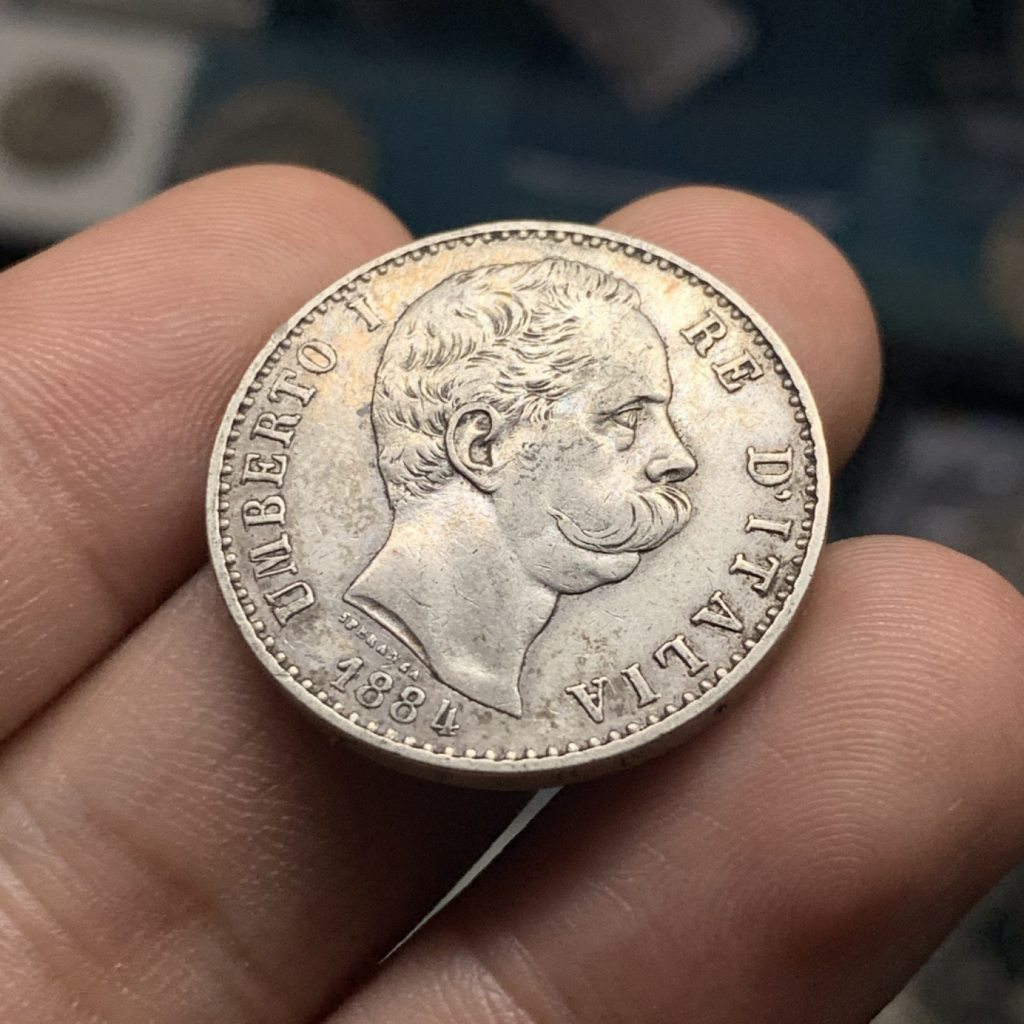 《竞宝斋》钱币微拍-第7场（不限金额顺丰包邮） 意大利 1884年 翁贝托2里拉 银币 9.9g，27mm 这样的品相已经难得了