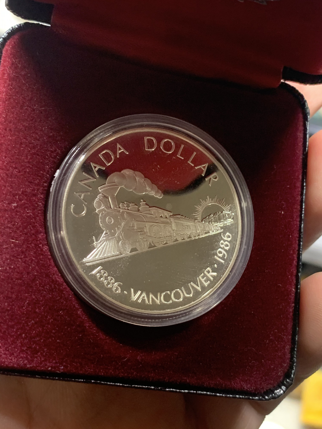 《竞宝斋》钱币微拍-第7场（不限金额顺丰包邮） 加拿大 1986年 温哥华建城百年 一元 精制纪念 银币 原盒证书