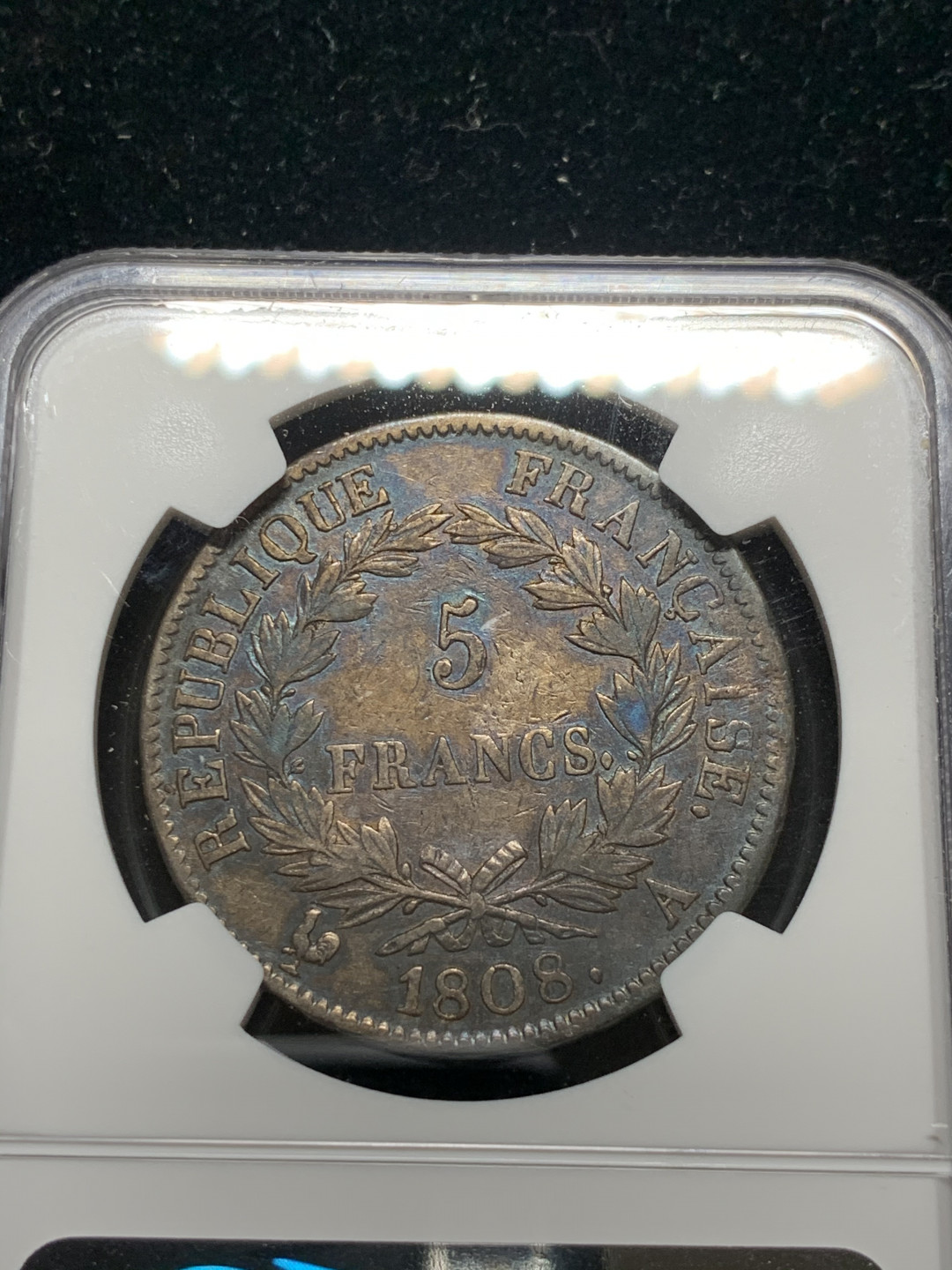 《竞宝斋》钱币微拍-第7场（不限金额顺丰包邮） NGC XF 法国 1808年 拿破仑一世 5法郎 银币 较少年份