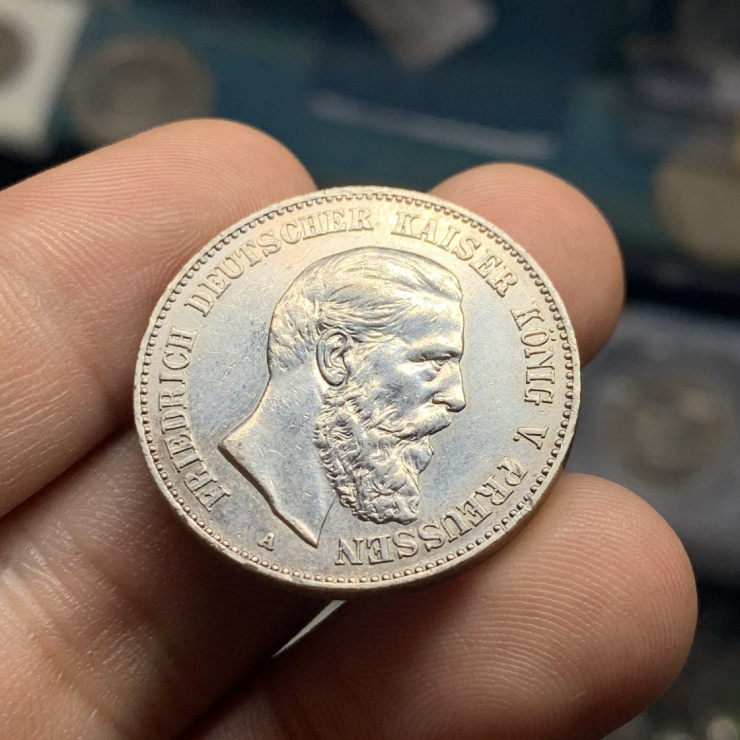 《竞宝斋》钱币微拍-第7场（不限金额顺丰包邮） 德国普鲁士 1888年 三皇年弗雷德里希 2马克 好品银币 10.8g，27.8mm