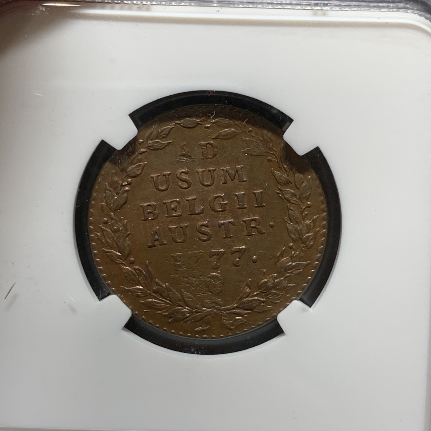 《竞宝斋》钱币微拍-第7场（不限金额顺丰包邮） NGC AU55 奥属尼德兰 1777年 大奶妈 2L 铜币 第三名