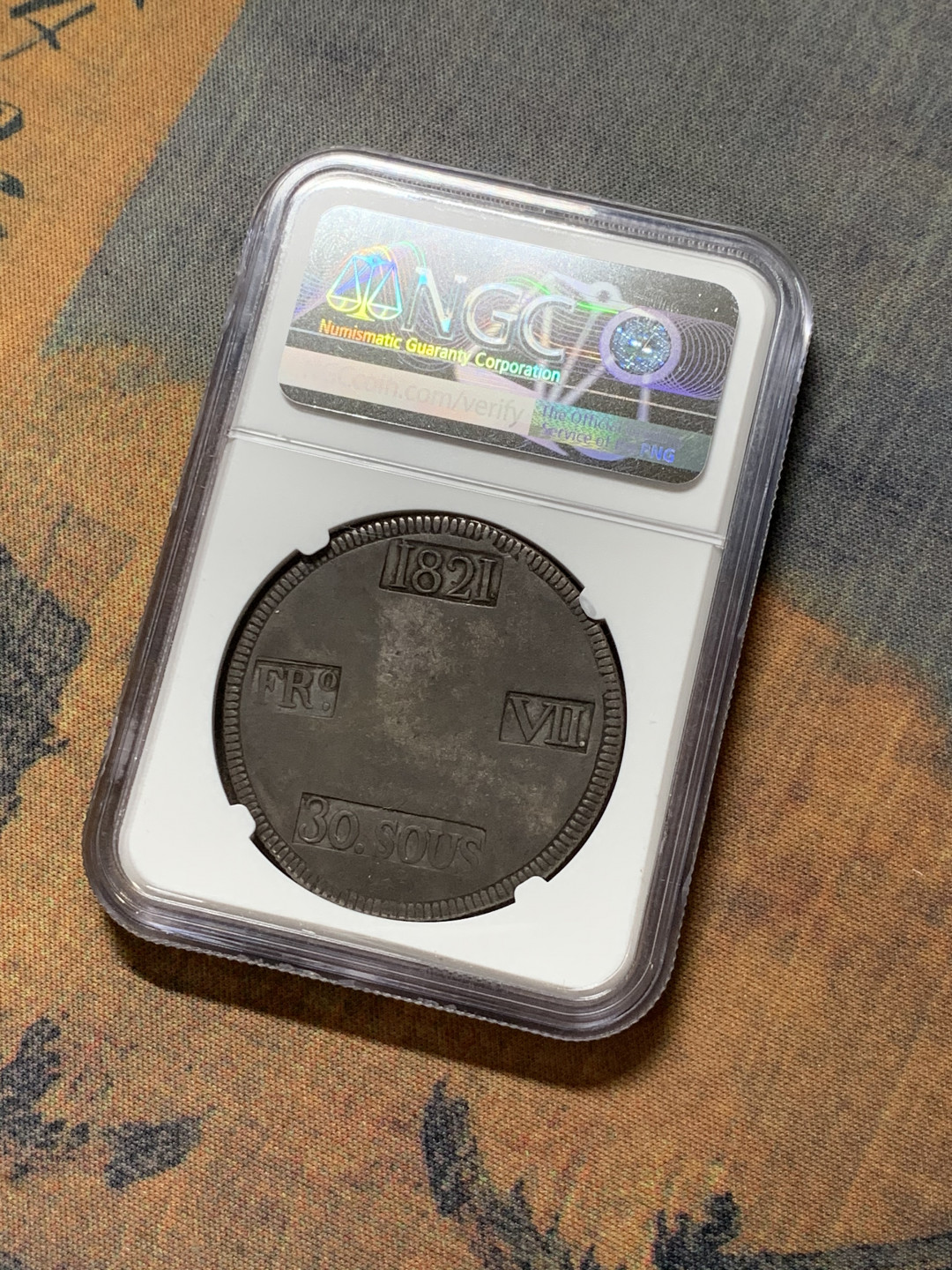 《竞宝斋》钱币微拍-第7场（不限金额顺丰包邮） NGC XF40 西班牙马约卡 1821年 围城币 30S 经典传世包浆 非常难得 （围城币出分太难了）