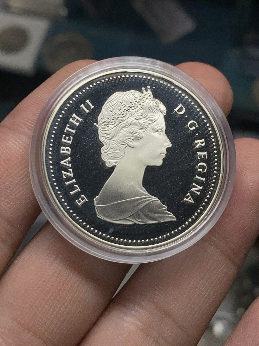 《竞宝斋》钱币微拍-第7场（不限金额顺丰包邮） 加拿大 1986年 温哥华建城百年 一元 精制纪念 银币 原盒证书