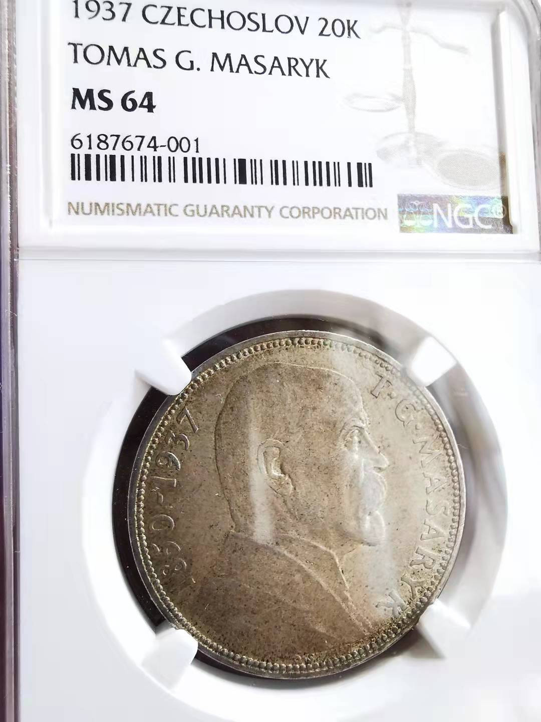 凡希社世界钱币微拍第一百七十二期 1937捷克斯洛伐克20K银币NGC-MS63