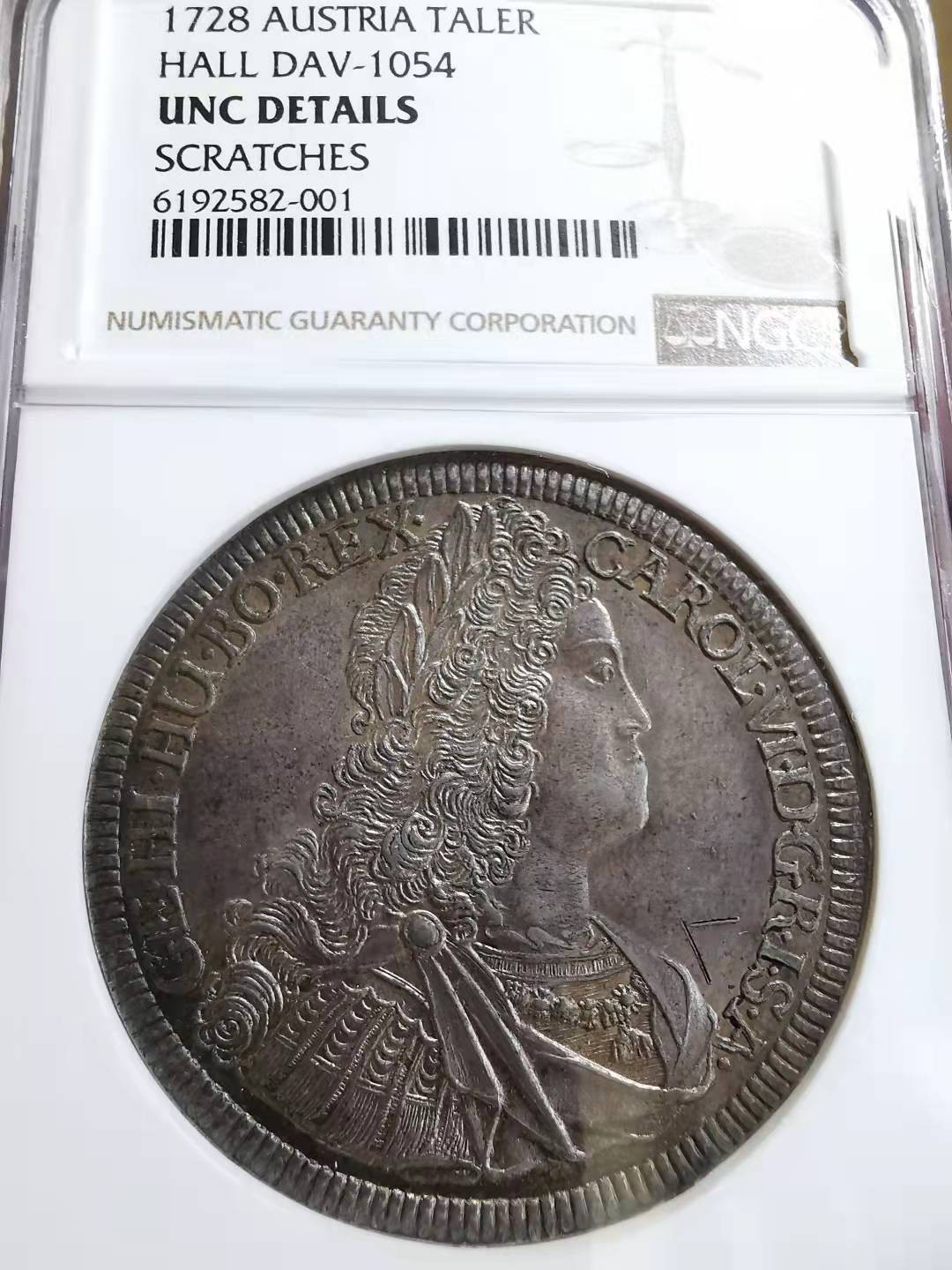 凡希社世界钱币微拍第一百七十二期 荐！1728神罗总庭卡尔六世泰勒大银NGC-UNCD近完美！