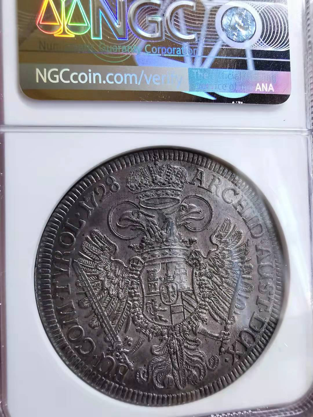 凡希社世界钱币微拍第一百七十二期 荐！1728神罗总庭卡尔六世泰勒大银NGC-UNCD近完美！