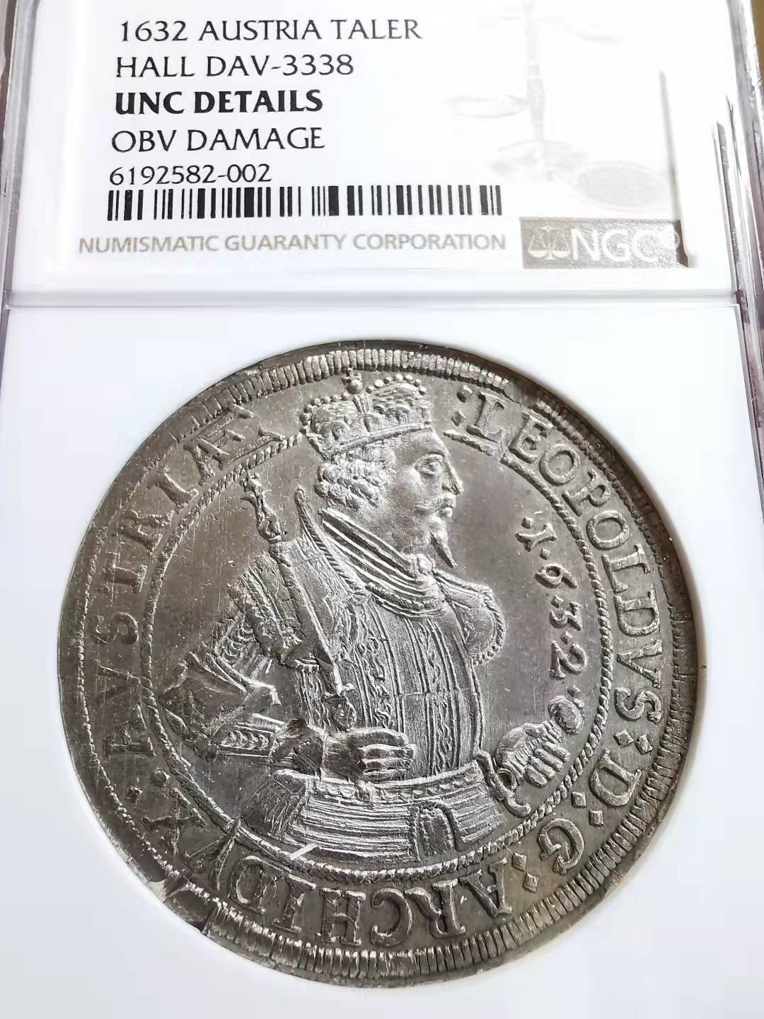 凡希社世界钱币微拍第一百七十二期 1632神罗总庭利奥波德泰勒大银NGC-UNCD整体极佳！