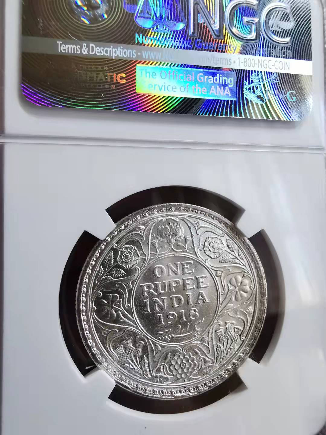 凡希社世界钱币微拍第一百七十二期 1918B英属印度乔五卢比NGC-MS63+