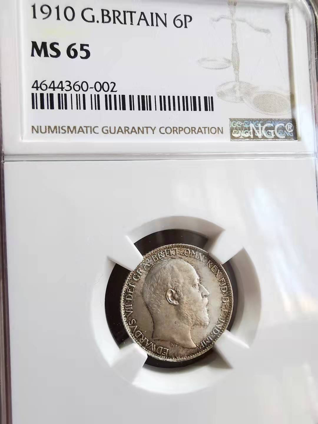 凡希社世界钱币微拍第一百七十二期 1910爱七6便士NGC-MS65