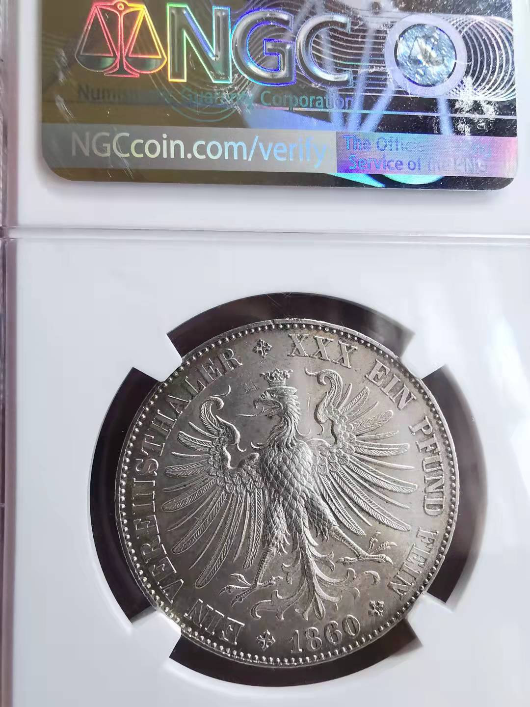 凡希社世界钱币微拍第一百七十二期 1860法兰克福少女泰勒NGC-MS63