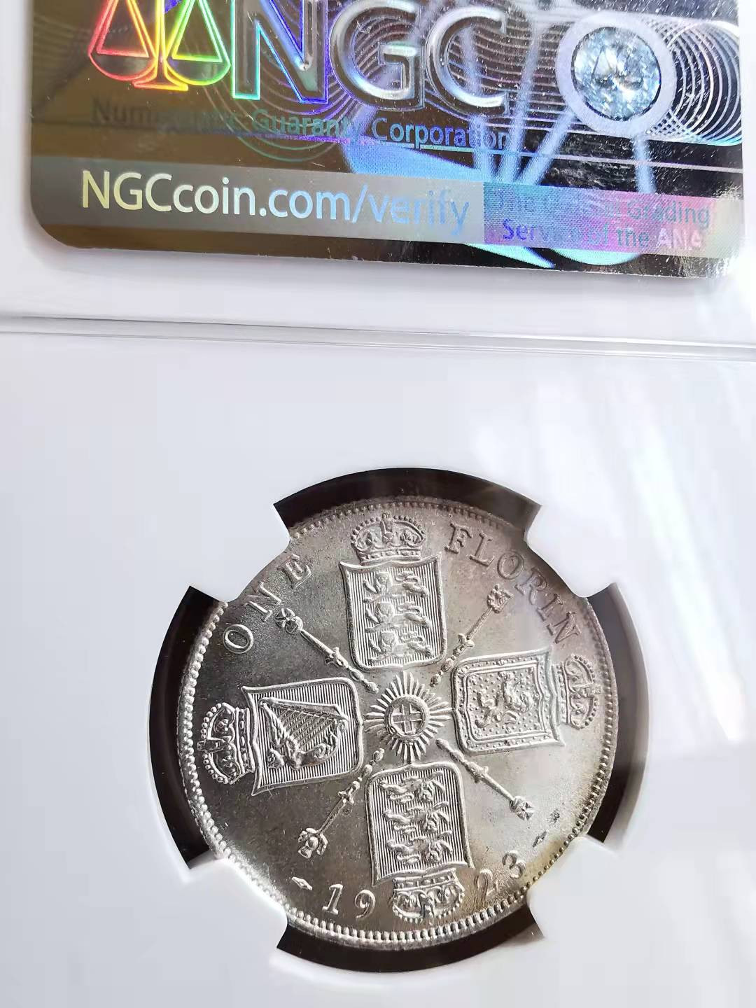 凡希社世界钱币微拍第一百七十二期 1923英国乔五半克朗NGC-MS64