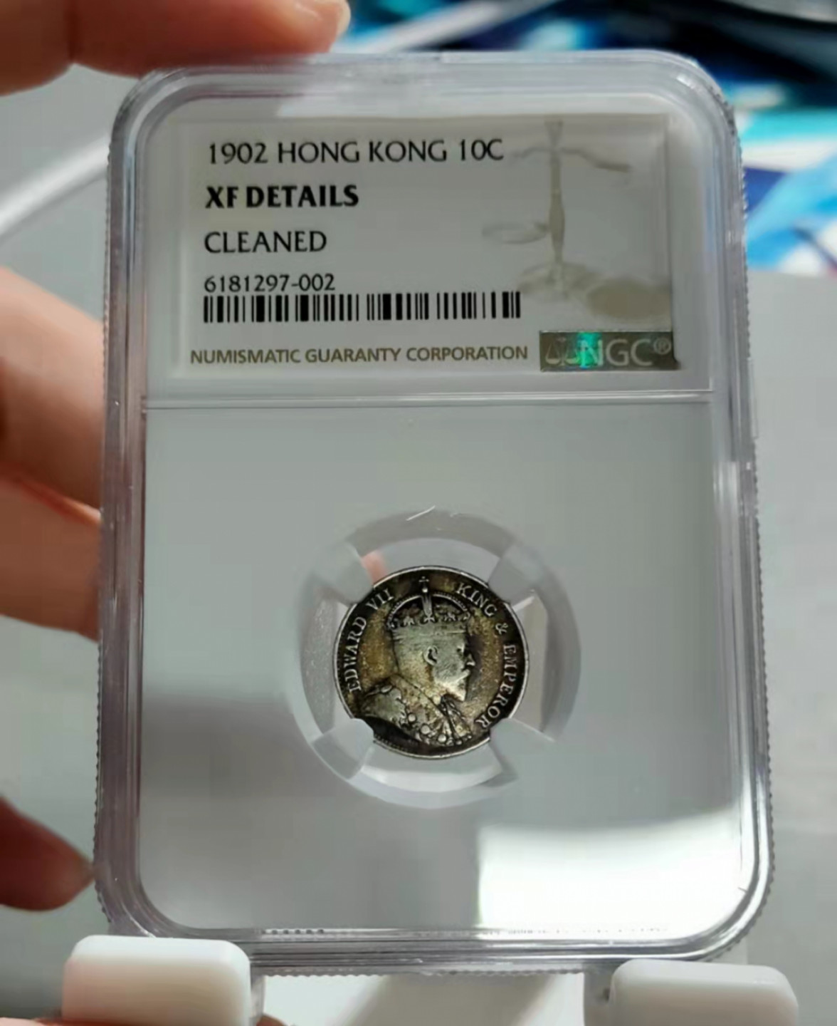 萌新换藏拍卖一 ngc xf老包浆 爱德华七世1902年香港一毫银币