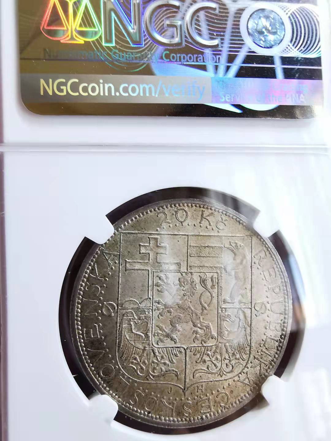 凡希社世界钱币微拍第一百七十二期 1937捷克斯洛伐克20K银币NGC-MS63