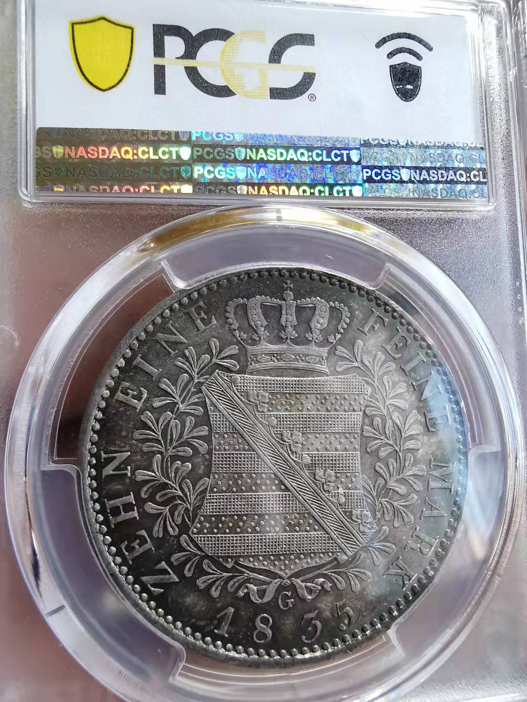 凡希社世界钱币微拍第一百七十二期 1835G萨克森泰勒大银PCGS-MS64油画包浆实物赞！