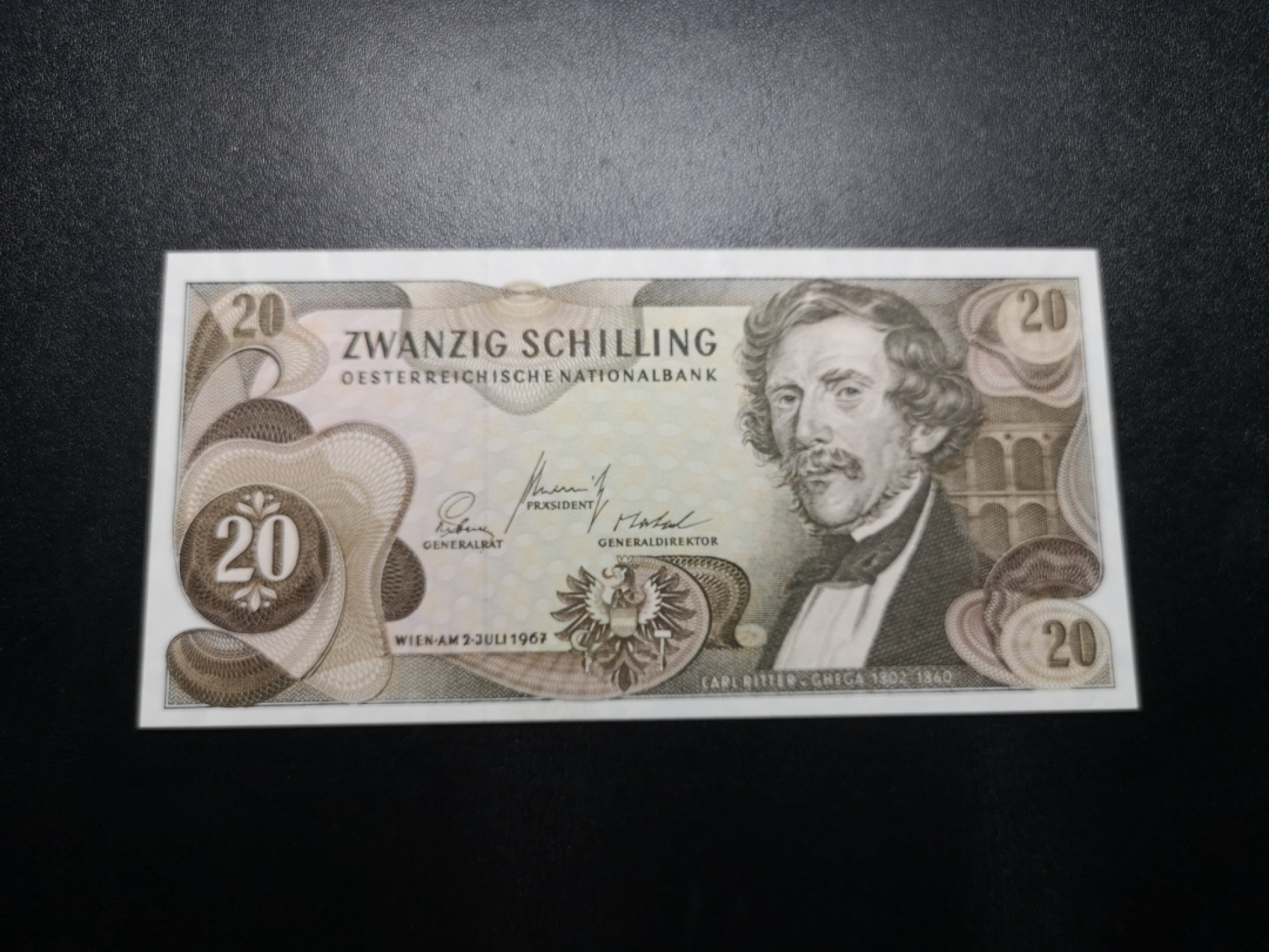 《外钞收藏家》金九银十双拍9号场（总133期）（本期72件） 1967年奥地利20先令 全新UNC