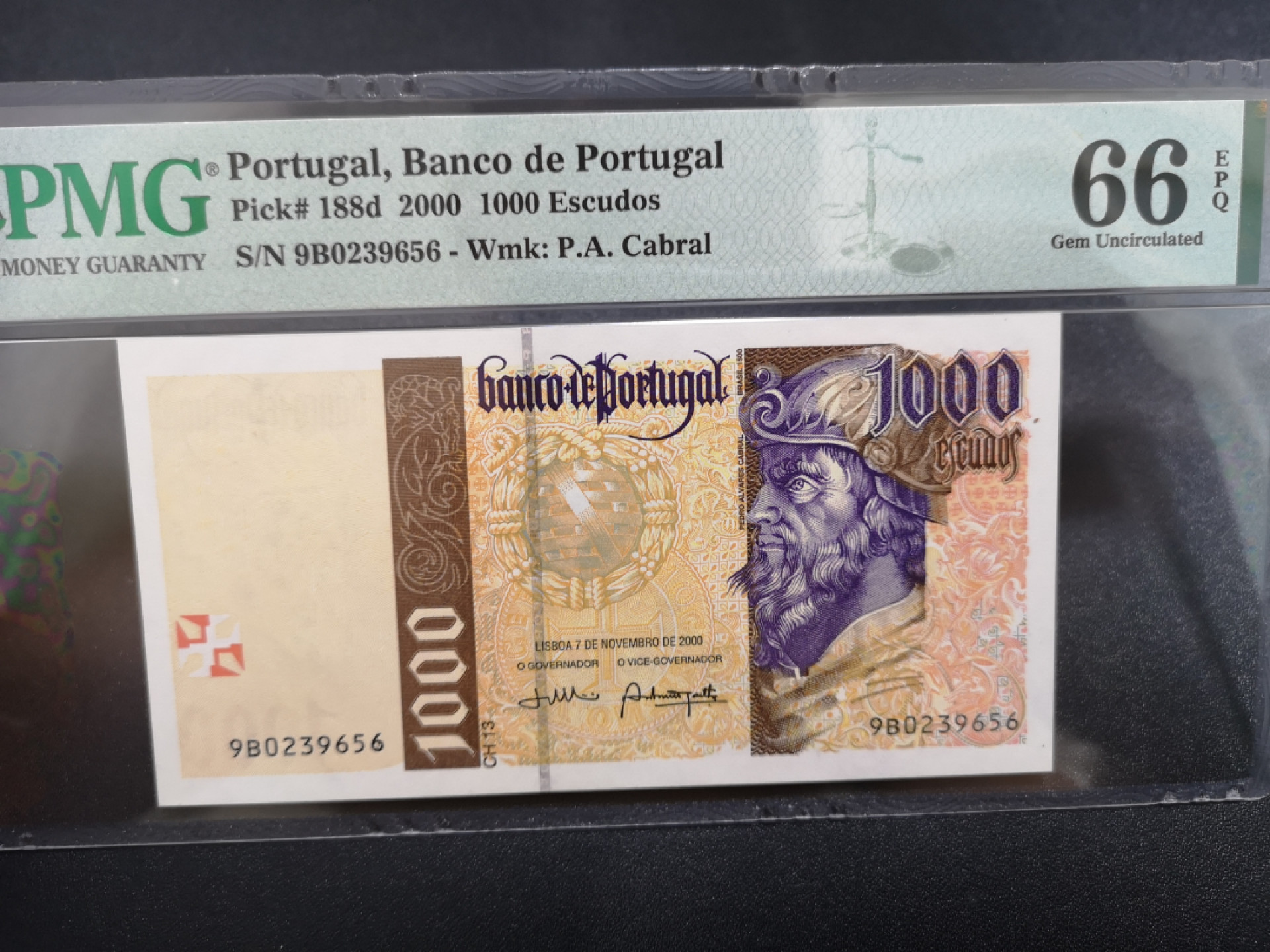 《外钞收藏家》金九银十双拍9号场（总133期）（本期72件） 2000年葡萄牙1000 PMG66